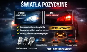 Przednie białe i tylne czerwone światła pozycyjne poprawiają widoczność. Zobacz, ile jest świateł pozycyjnych i kiedy ich używać.