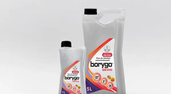 Dwa opakowania płynu chłodniczego Borygo G12 EVO. Czy można mieszać różne płyny chłodnicze? Ten produkt jest gotowy do użycia.
