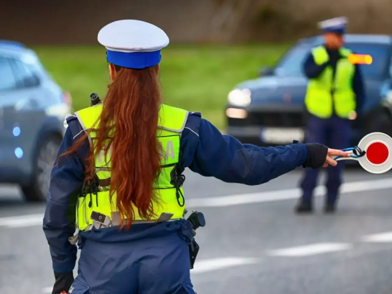 Policjantka zatrzymuje kierowcę. Przekroczenie prędkości o 15 km/h to mandat.